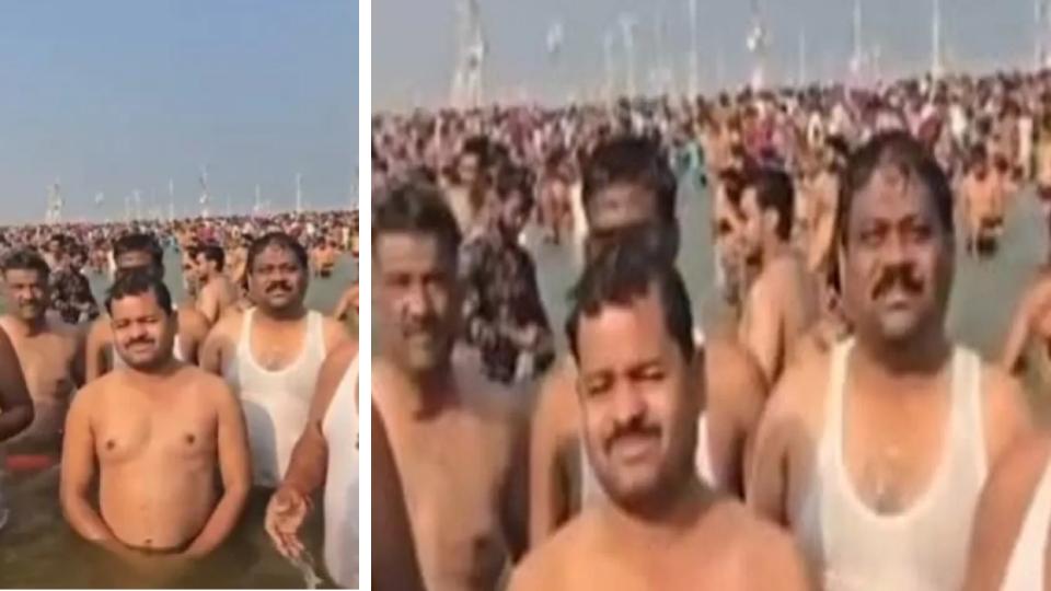 Karnataka contractors take holy dip at Sangam, pray for clearance of pending bills