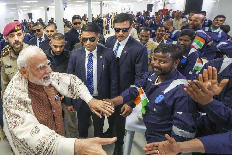 PM Modi visits Gulf Spic Labour Camp in Kuwait, meets Indian workers